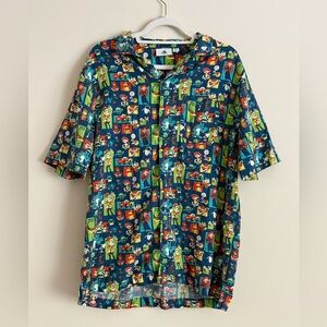 Disney Pixar Parks Button Up Camp Shirt Mens Hawaiian Style Size M